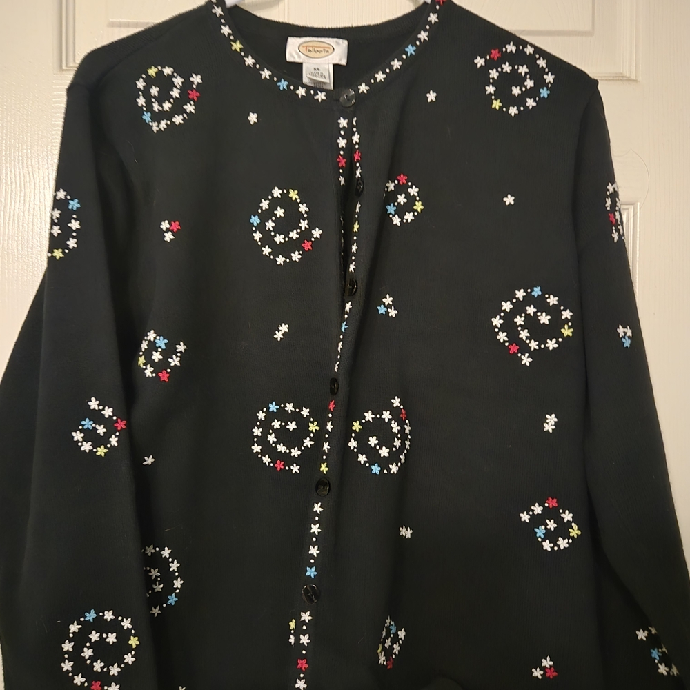 Talbots Floral Embroidered Cardigan XL